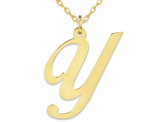 10K Yellow Gold Fancy Script Initial -Y- Pendant Necklace Charm with Chain